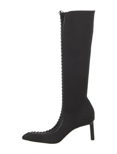 Pre-owned Givenchy Leather Trim Embellishment Sock Boots In Black