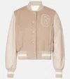 Givenchy Varsity Jacket In Alpaca Bouclette Wool And Leather In Beige