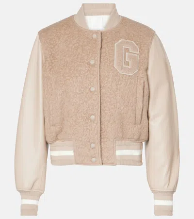 GIVENCHY LEATHER-TRIMMED ALPACA-BLEND VARSITY JACKET