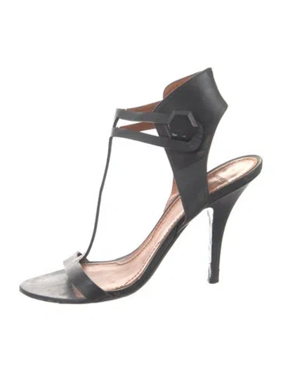 Pre-owned Givenchy Leather T-strap Sandals In Black