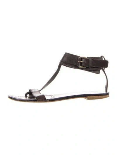 Pre-owned Givenchy Leather T-strap Sandals In Brown