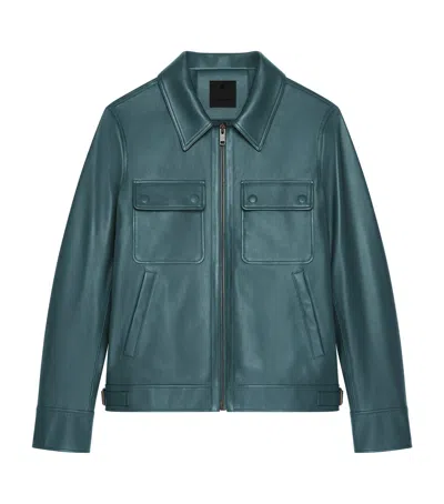 Givenchy Long-sleeved Leather Jacket In Fir Green