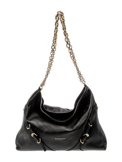 Pre-owned Givenchy Leather Voyou Medium In Black