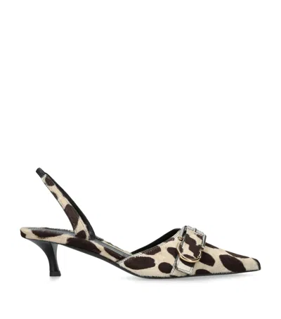 Givenchy Womens Brown/oth Voyou 45 Dalmation-pattern Leather Slingback Pumps Eur 38/5 Uk In Blackbeige