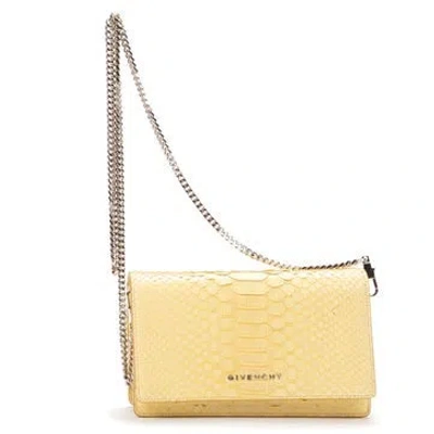 Pre-owned Givenchy Leather Wallet On Chain In Yellow