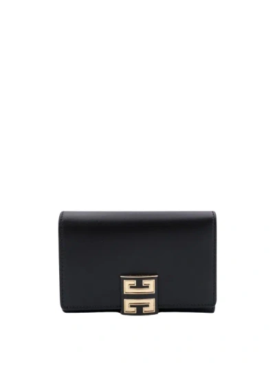 Givenchy Leather Wallet With Metal 4g Logo In Black