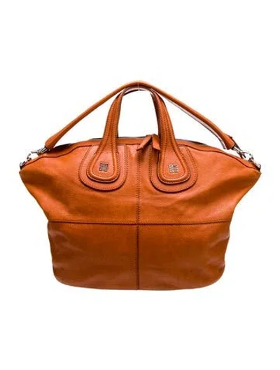 Pre-owned Givenchy Leather Weekender Bag In Orange