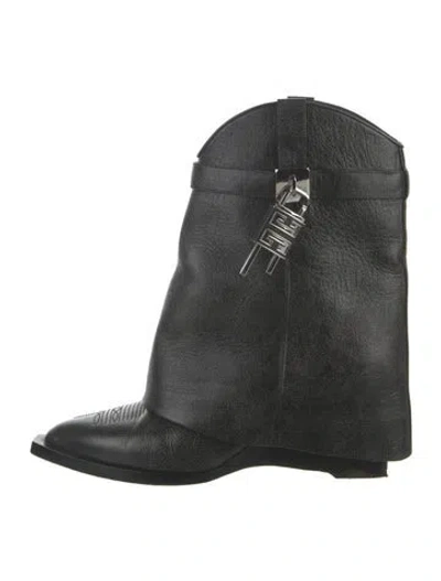 Pre-owned Givenchy Leather Western Boots In Black