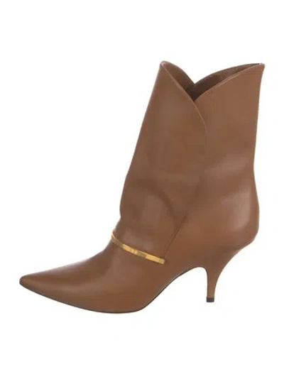 Pre-owned Givenchy Leather Western Boots In Brown