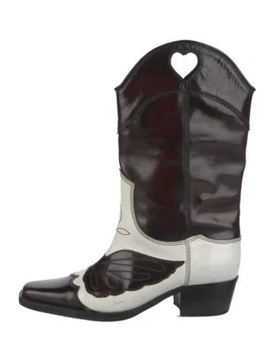 Pre-owned Givenchy Leather Western Boots In Burgundy