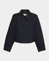 Givenchy Leather-collar A-line Cocoon Coat In Blue