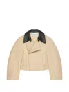Givenchy Leather-collar Cropped Jacket In Brown