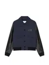 Givenchy Leather-sleeve Panelled Jacket In Blue