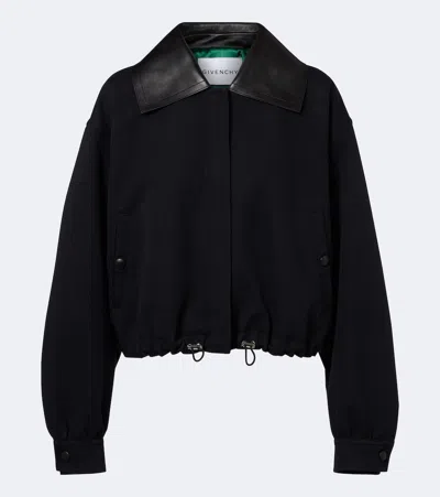 Givenchy Leather-trimmed Cotton And Wool Jacket In Black
