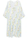 Givenchy Kaftan Dress In Silk With Lemon Print In Blue