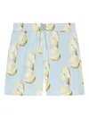 Givenchy Lemon-print Seersucker Swim Shorts In Blue