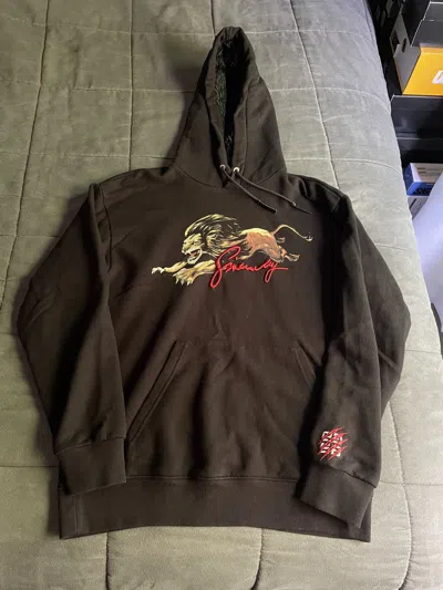 Pre-owned Givenchy Leo Lion Embroidered Hoodie In Black