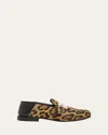 Givenchy Leopard Calf Hair And Leather Label Loafers In Brown