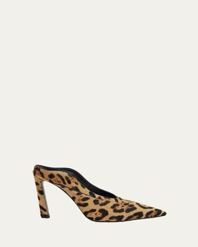 Givenchy Leopard Calf Hair Pointed-toe Mule Pumps In Animal Print