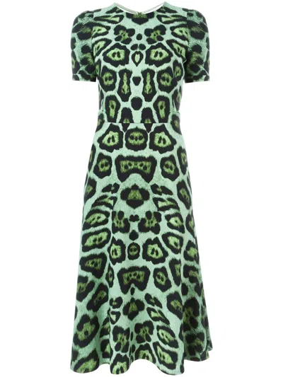Givenchy Leopard Print A-line Dress In Green