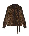 Givenchy Leopard Print Silk Georgette Tie Shirt In Black
