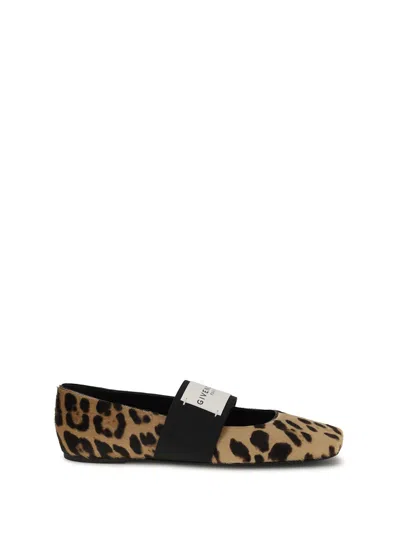 Givenchy Leopard Print Sliced Square Ballerinas In Animal Print