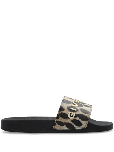 Givenchy Animal Print Strap Sandals In Black