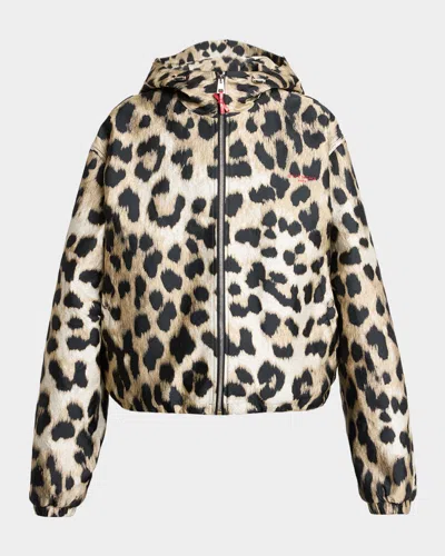 Givenchy Leopard-print Crop Windbreaker Jacket In Sand