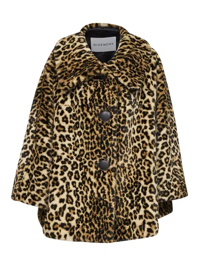 Givenchy Leopard-print Faux Fur Coat In Beige