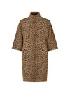Givenchy Abito Mini In Jacquard Leopardato In Brown