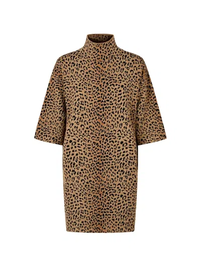 Givenchy Leopard-print High-neck Mini Dress In Neutrals