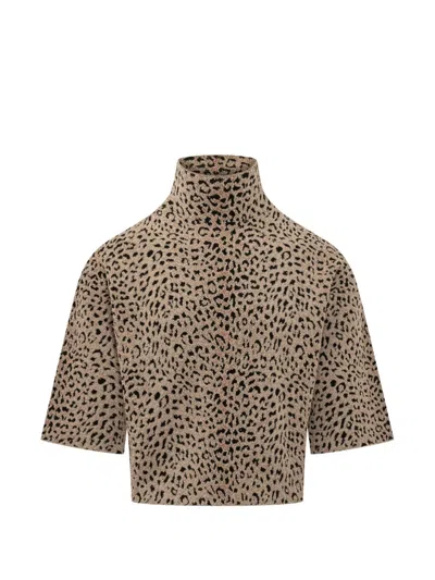 Givenchy Leopard-print High-neck T-shirt In Neutral