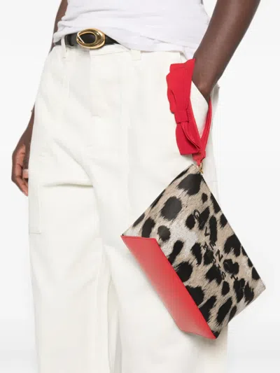 Givenchy Leopard-print Logo-print Clutch Bag In Brown