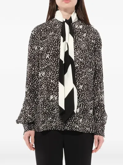 Givenchy Leopard-print Scarf-detail Shirt In Black
