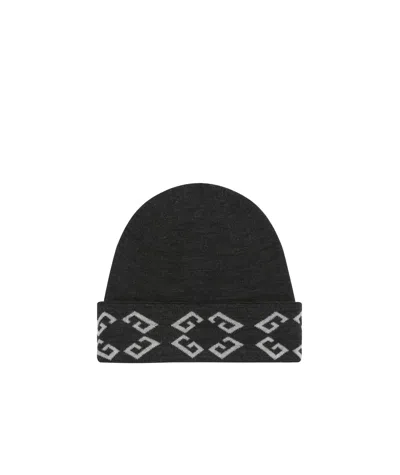 Givenchy Letter Double-sided Wool Cap In Charcoal