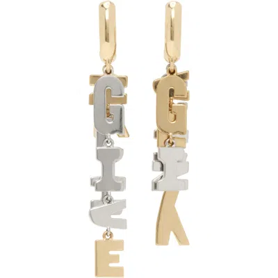 Givenchy ' Letters' Asymmetric Earrings In 711-golden/silvery