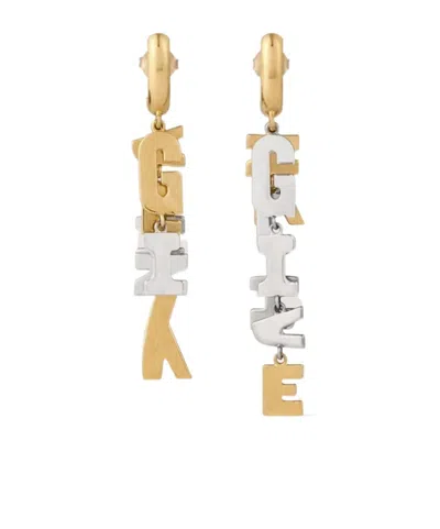 Givenchy Letters Asymmetric Earrings In Metal In Transparent