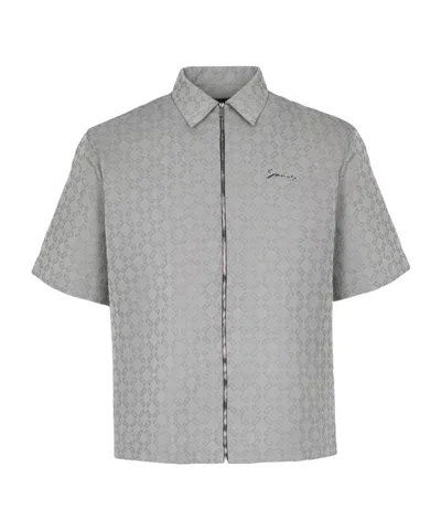 Givenchy Letters Jacquard Zipper Shirt In Grey