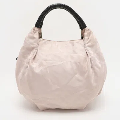 Pre-owned Givenchy Light Beige/black Monogram Nylon And Leather Hobo