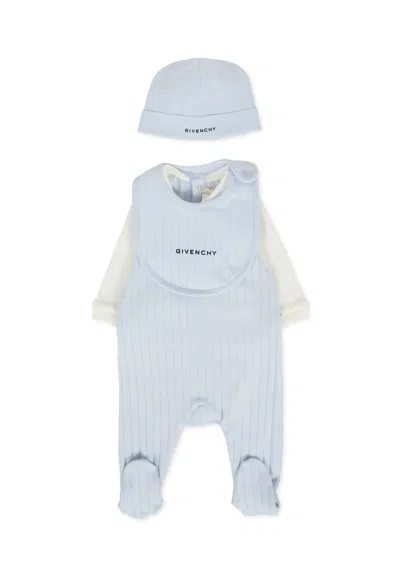 Givenchy Light Blue Babygrow Set For Baby Boy With Logo