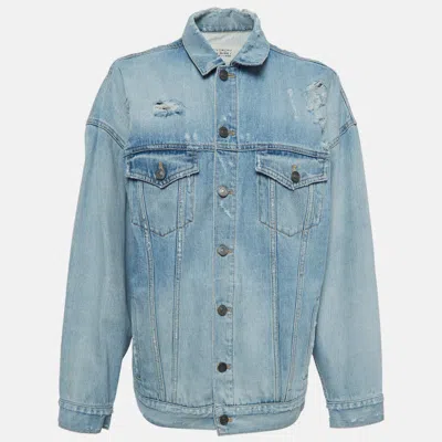 Pre-owned Givenchy Light Blue Distressed Denim Jacket S