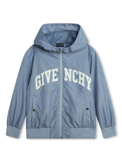 Givenchy Kids' Light Blue  Windbreaker With Zip And Hood