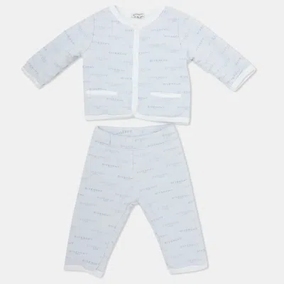 Pre-owned Givenchy Light Blue Logo Printed Stretch Cotton Set 6m