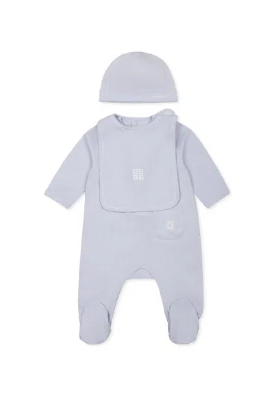 Givenchy Kids' Light Blue Romper Set For Baby Boy With Logo