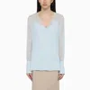 GIVENCHY GIVENCHY LIGHT BLUE SILK BLOUSE WITH BACK SLIT