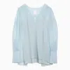 Givenchy Light Blue Silk Blouse With Back Slit In White