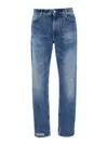 Givenchy Washed Denim Tapered Leg Jeans With Contrast Stitching In Blue