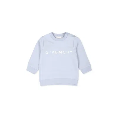 Givenchy Light Blue Sweatshirt For Baby Boy With Logo In Pale Blue