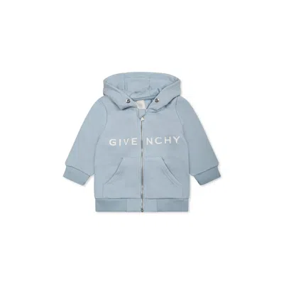 Givenchy Light Blue Sweatshirt For Baby Boy With White Logo