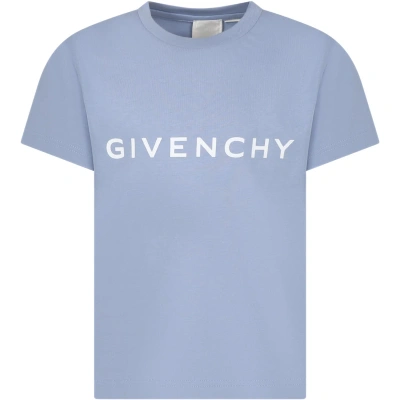 Givenchy Teen Boys Blue Cotton Logo T-shirt In Azzurro
